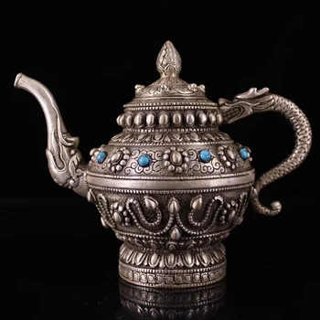 Ren håndlavet perle-sæt sølv Tibetanske stil en kande dekoration tekande,elkedel, fjernsyn, Gratis fragt