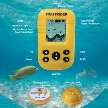 Trådløst Ekkolod Sensor fishfinder 80 M Dybde Fiske Ekkolod Fiskeri Finder Anvendelse For Søen havfiskeri, Støtte Agn, Både