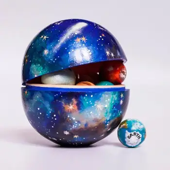 Træ-Solar System Model Kit Ornamenter Plads Verden Astronomi med Astronaut Raket Hjem Soveværelse Baggrund Indretning Børn Gaver Toy