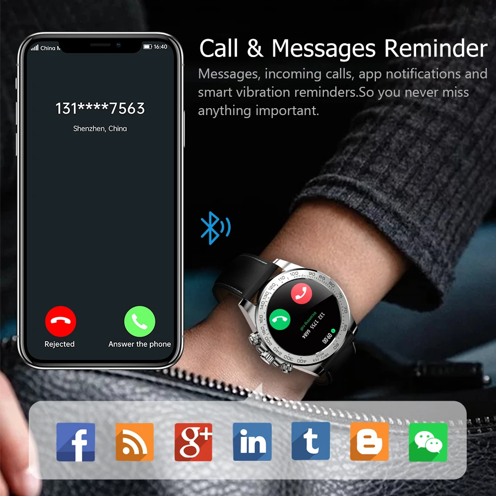 let gøre det muligt for Korridor Xiaomi Business Læder Smart Ur Mænd Fitness Tracker IP68 Vandtæt pulsmåler  Smartwatch til IOS Android - Bærbare enheder ~ Kinagrillvejle.dk