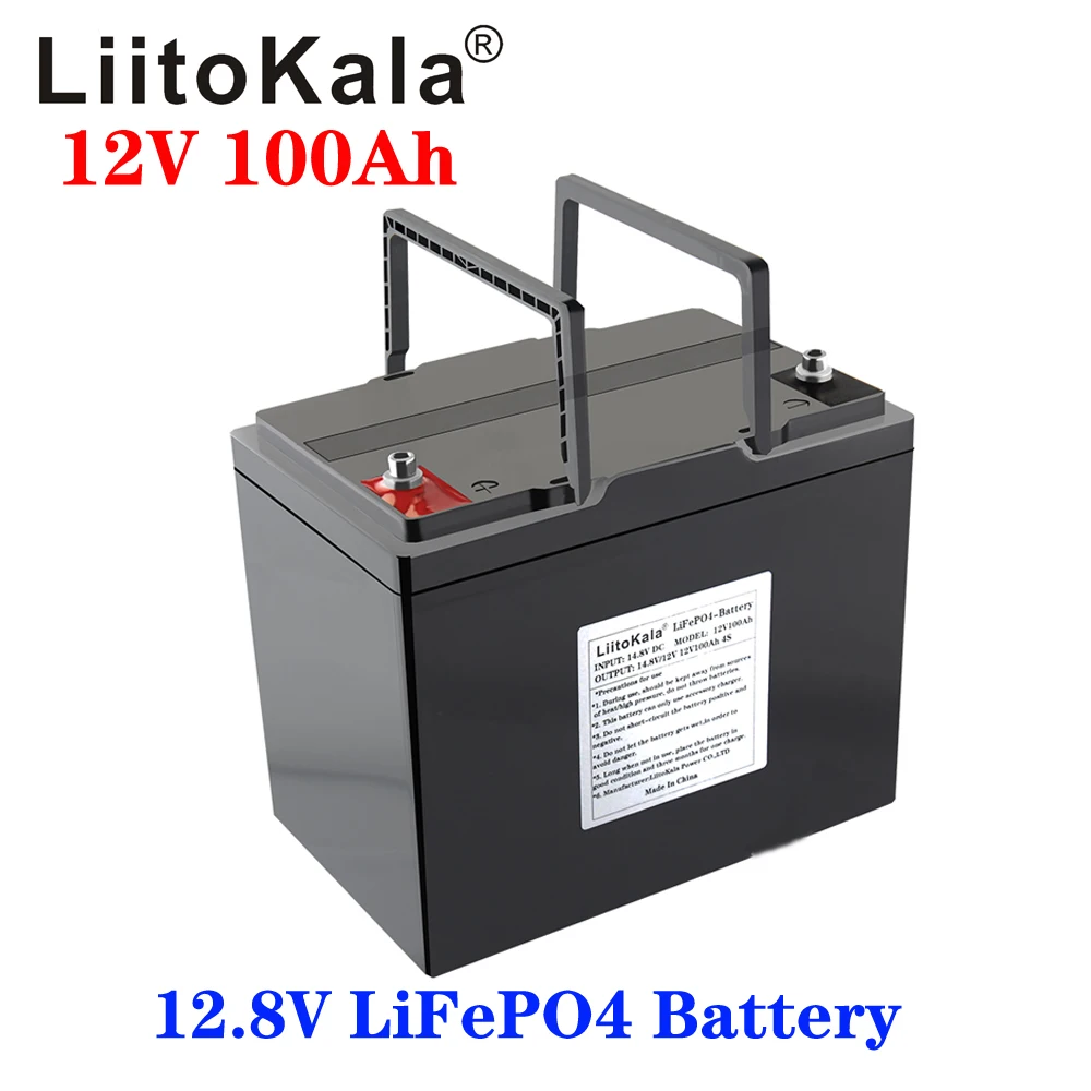 LiitoKala 12V 100Ah LiFePO4 12.8 V-Power Batterier 3000 Cykler Til RV Campister, Golf Cart, Off-Road, Off-grid Solar - Batterier ~