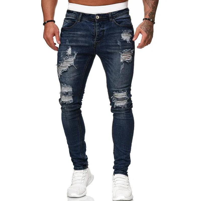 Jeans til mænd 2020 slidte jeans Slim skinny jeans mænd vintage jeans-mænd mode bukser mænd klassisk hop jeans mænd - tøj ~ Kinagrillvejle.dk