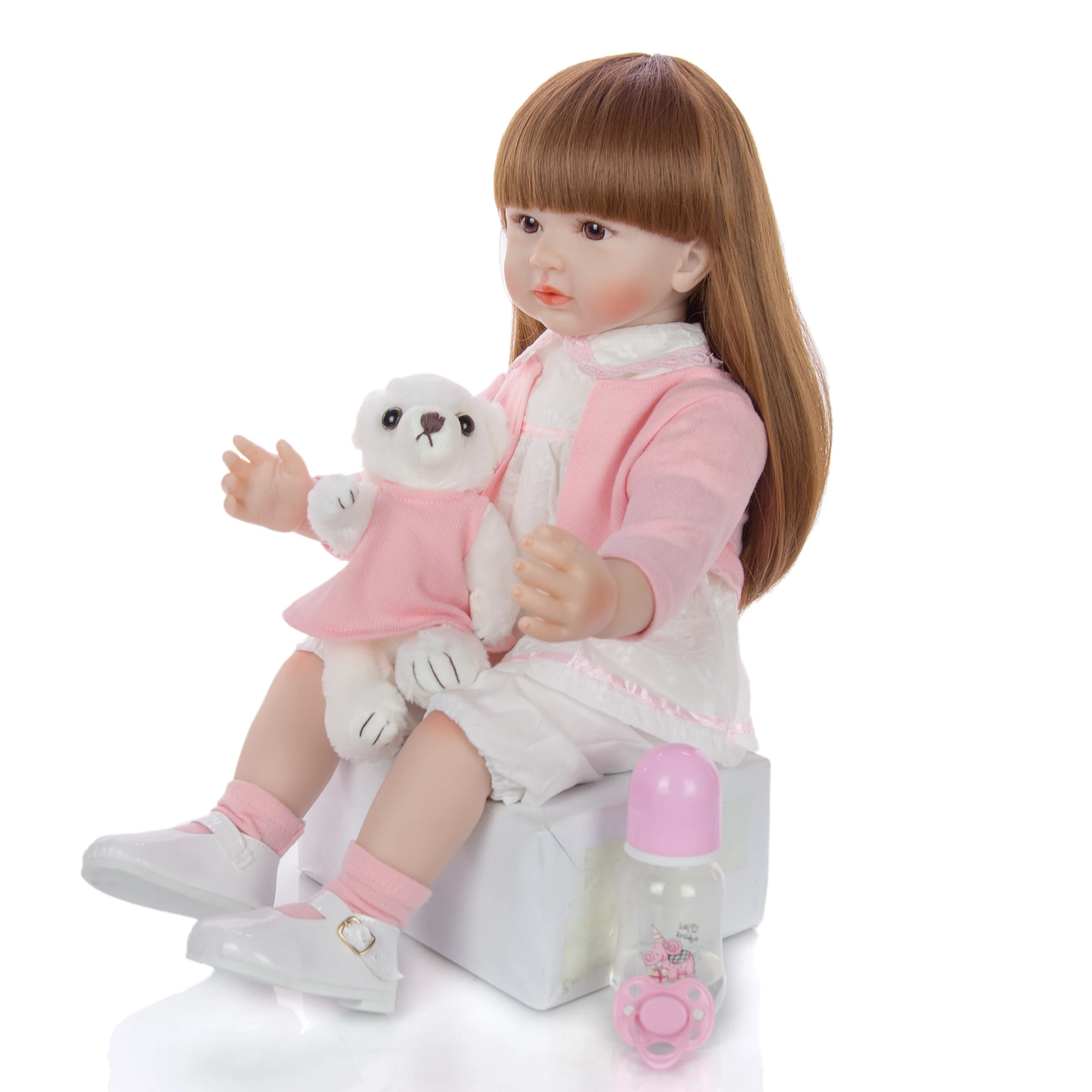 KEIUMI Reborn Baby Dukke Silikone Blød Krop 24 tommer Reborn Baby Doll 60cm Pink Outifi Long Til Fødselsdag Dag Gave - Dukker og tilbehør ~